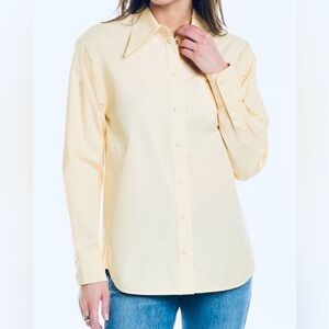 Tory Burch Poplin Shirt Women's Sz 4
Butter Yellow Pointy Collar Snap
Buttons
